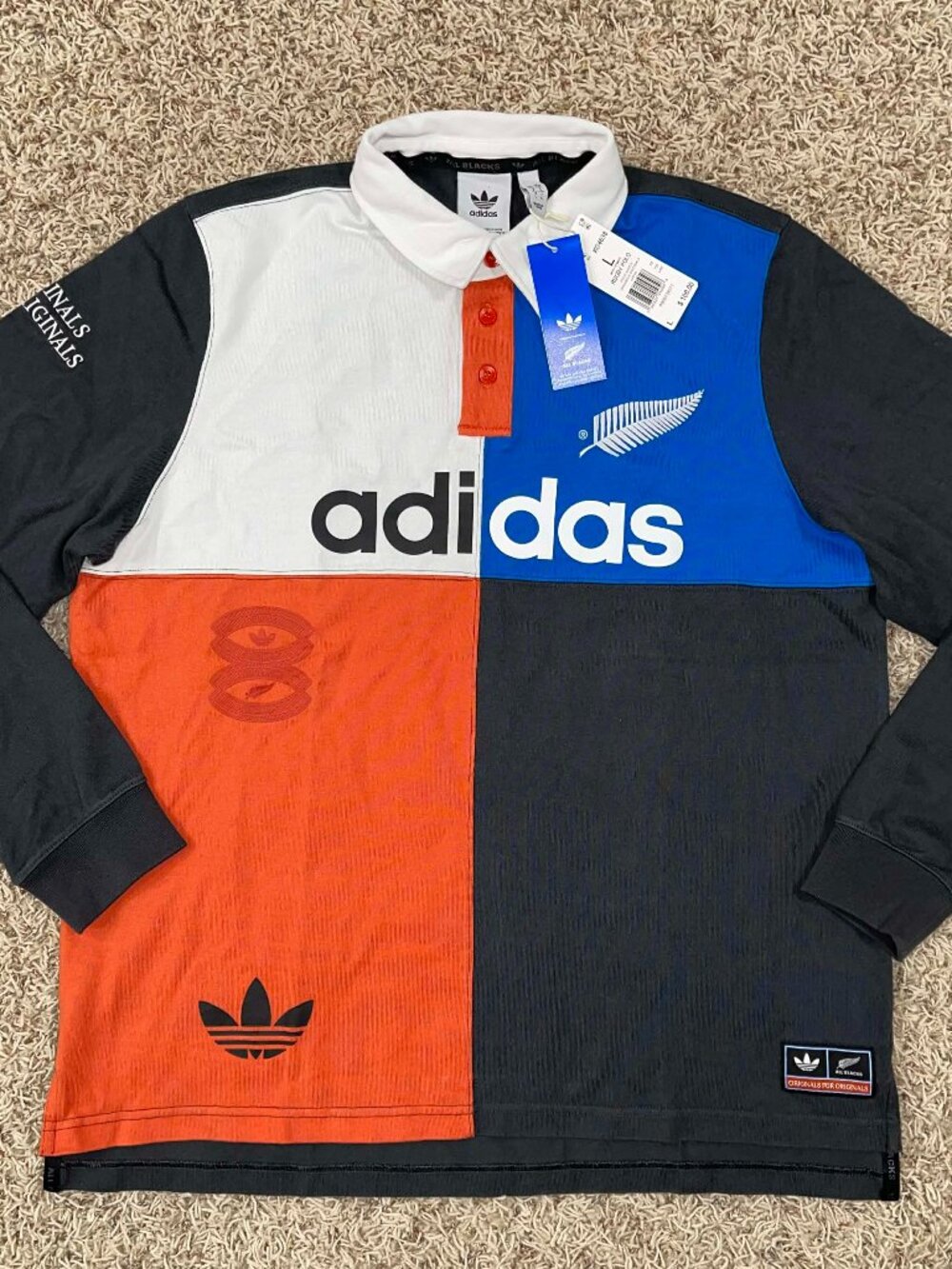 Adidas Originals & All Blacks Men’s Heritage Rugby Polo Shirt, Size Large (New)
